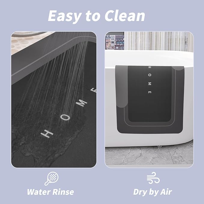 Housego Absorbent Bath Mat Magic Rug, Quick Drying Mat Magic Bath Mat Non-Slip Floor Rug Rubber Backed for Bathroom Kitchen Shower Sink, Water Absorbent (1PC, 15.7''x23.6'', Black)