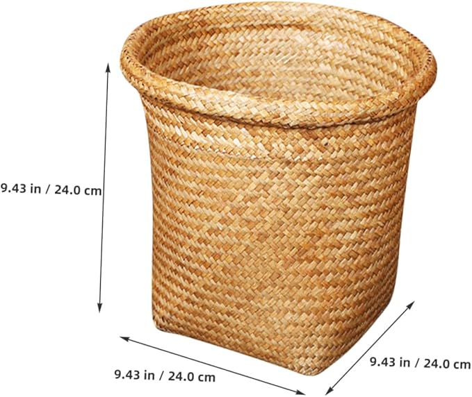 Healifty Large Capacity Round Straw Woven Storage Basket for Home Organization Multi-Functional Decorative Woven Basket for Sundries for Nursery Living Room or Kitchen