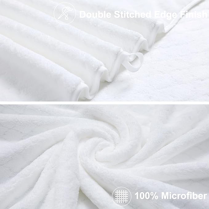 Hailea Luxury Bath Towels Set - 12 Piece (4 Large Bath Towels,4 Hand Towels,4 Washcloths), 100% Microfiber,Extra Absorbent Super Soft & Quick Dry,Complete Family Pack for Bathroom Gym Pool,White