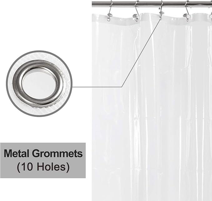 54x78 Inch Stall Shower Curtain/Liner 8G Heavy Duty Clear PEVA, 3 Bottom Magnets, Waterproof, PVC Free, Metal Grommets