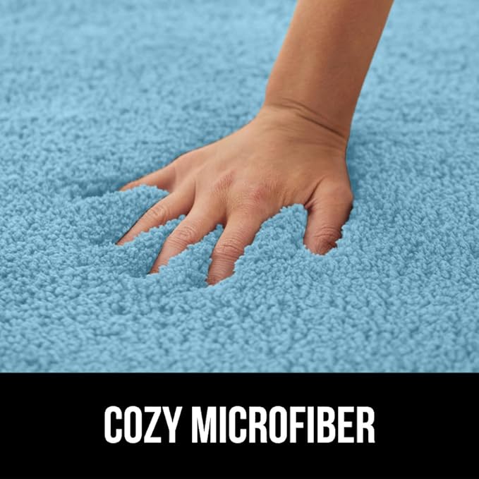 GORILLA GRIP Bathroom Rugs, Ultra Soft Absorbent Mat, Thick Plush Bath Rug, Machine Washable, Microfiber Quick Dry, Mats for Shower, Bathtub and Floor, Home Decor Accessories, 24x17, Sky Blue