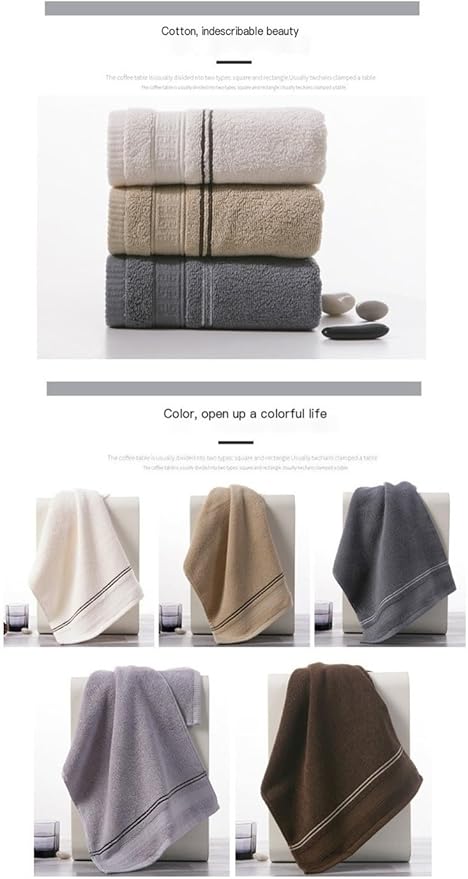 3 Pack Cotton Bath Towels 70x34 cm, Soft and Absorbent, Solid Color Jacquard Face Towels(Brown)