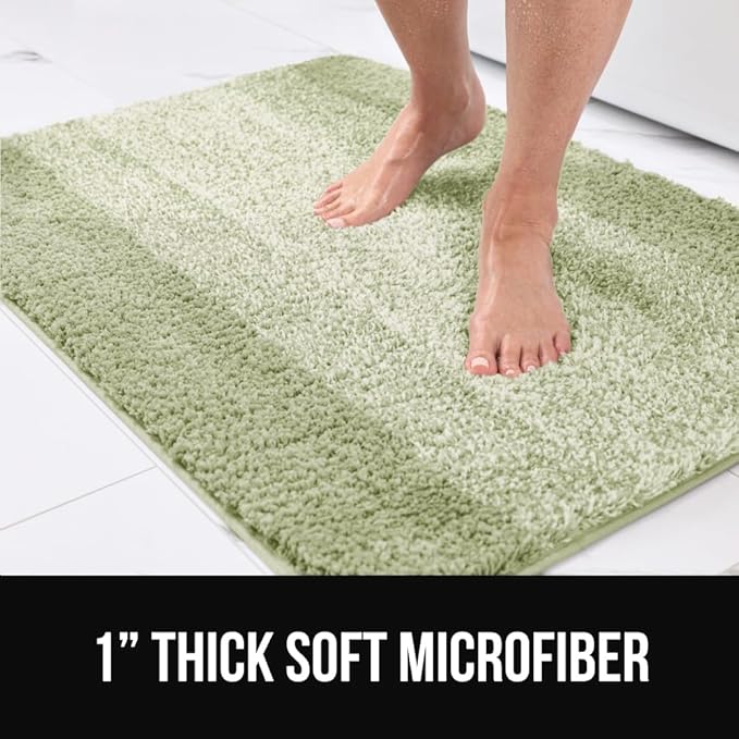 GORILLA GRIP Soft Plush Bathroom Rugs with Textured Rubber Backing, 34 x 24 Absorbent Quick Dry Bath Mat, Machine Washable Shower Mats, Home Décor Accessories, Bathmat Rug Floor Essentials, Sage