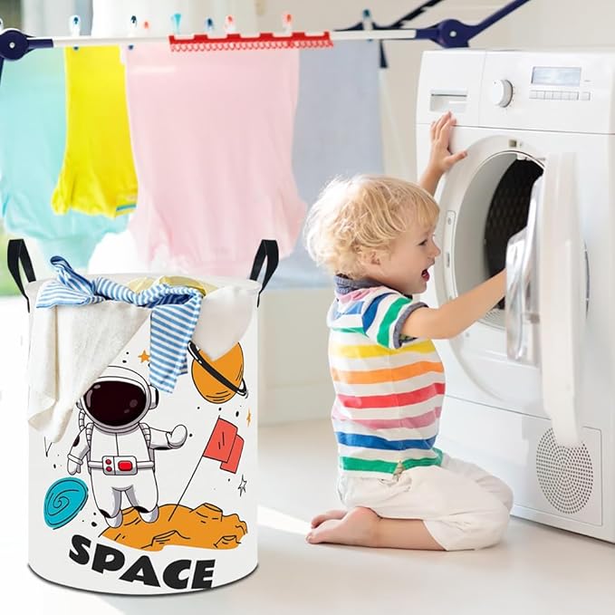 19.7" Laundry Basket,Kids Dirty Clothes Hamper,Waterproof Toys Storage Bin,Room Decor,Gift Baskets,Nursery Hamper(Space)