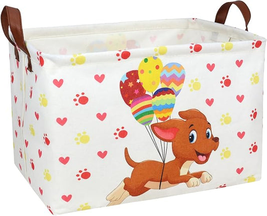 Large Easter Basket for Empty Kid Rectangular Cute Easter Gift Storage Basket Bunny Eggs Décor (Dog)