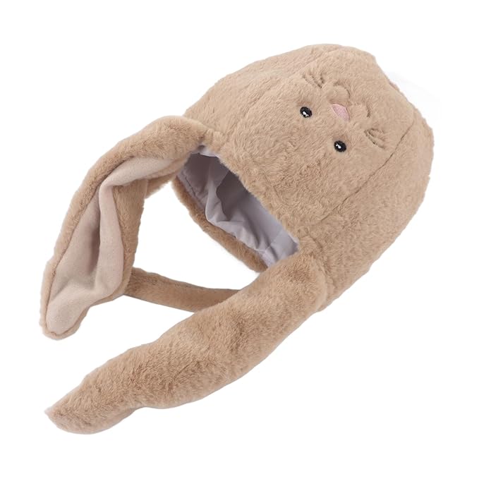 Plush Easter Bunny Basket, Children Easter Basket, Cute Cartoon Bunny Bag with Long Ears, Soft Plush Easter Egg Collector for Kids Easter Party Gift (Coffee)