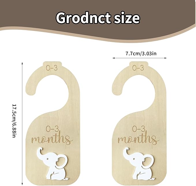 Baby Closet Dividers,Baby Clothes Dividers for Closet,Nursery Decor Storage Hangers Organizer,Sided Organizer for Newborn to 24 Months Clothes Wooden Nursery Decor Hanger Organize Room(White Elephant)