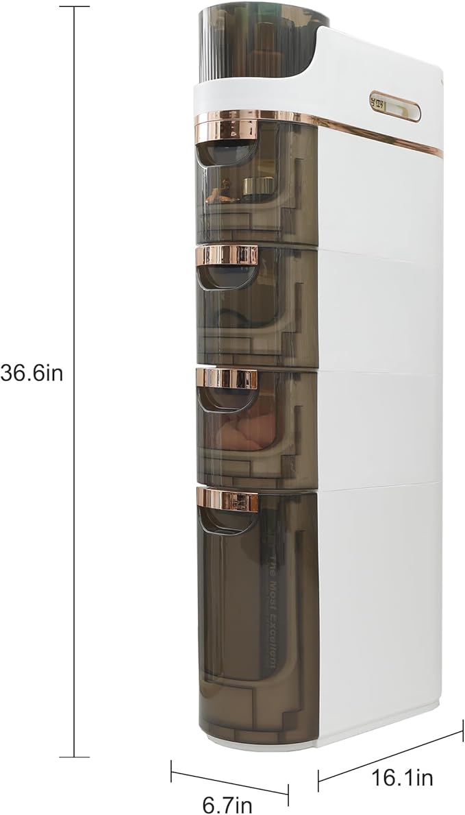 Slim Bathroom Storage,Slim Cabinet for Bathroom,Narrow Movable Bathroom Storage Organizer for Small Spaces,Bathroom,Kitchen,Living Room (4-Tiers)
