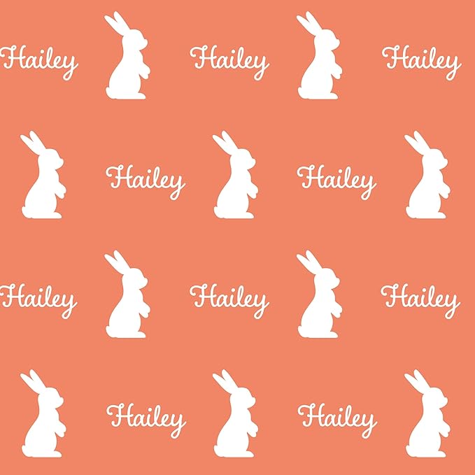 Let's Make Memories Personalized Easter Basket for Kids - For Boys - For Girls - Create Your Own - Fillable - Wicker - Easter Basket Stuffers - Large - Sunset Orange Hoppy Bunny