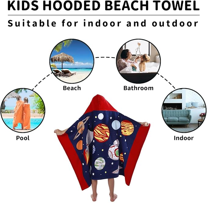 Hooded Beach Towel, Microfiber Hooded Beach Towel For Kids Toddler Infant Boy Girl, Beach Towel with Hood For Bath Pool Swim Summer Beach Essentials Cartoon Shower Gifts (24x50 Inch, Flamingo )