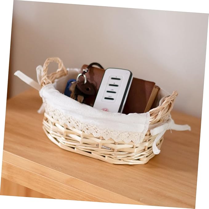 Woven Storage Basket for Desktop Organization Handcrafted Natural Beige Basket for Toys Cosmetics and Snacks Stylish Home Office Decor and Practical Storage
