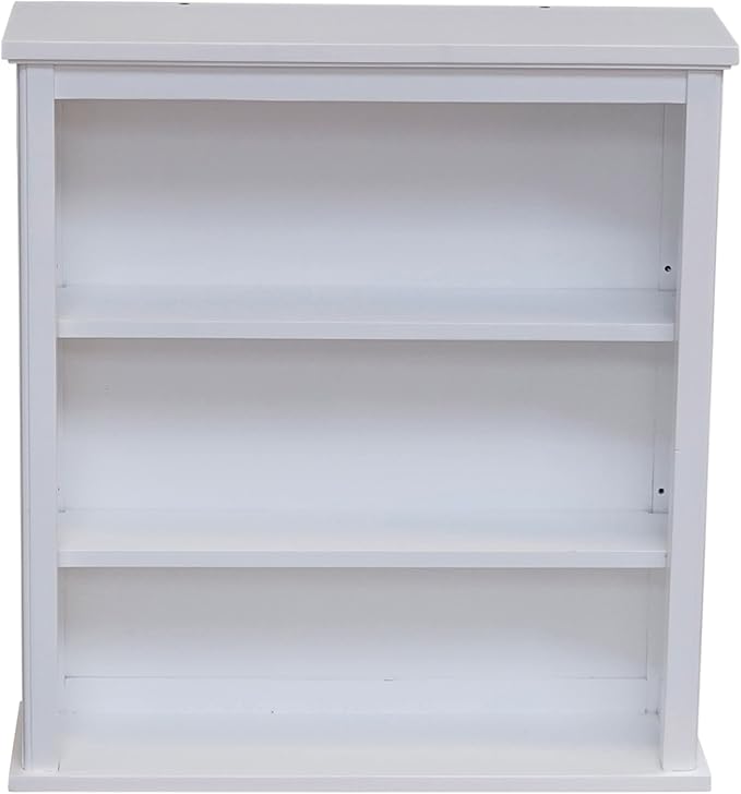 Dorset Wall Mounted Bath Storage Cabinet, 27 in. W x 29 in. H, White, Two Open Shelves, Zinc Metal Hinges, Easy Mount French Cleat System, Ideal for Bathroom Organization and Space Saving