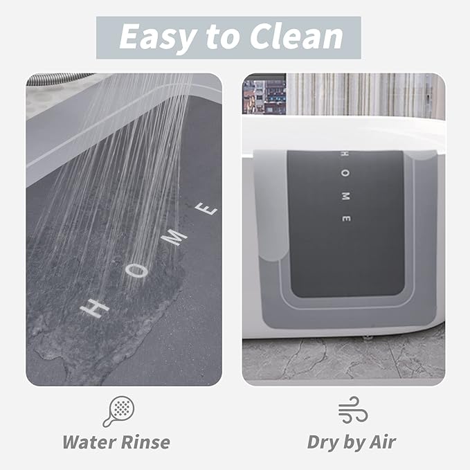 Housego Absorbent Bath Mat Magic Rug, Quick Drying Mat Magic Bath Mat Non-Slip Floor Rug Rubber Backed for Bathroom Kitchen Shower Sink, Water Absorbent (1PC, 15.7''x23.6'', Dark Gray)