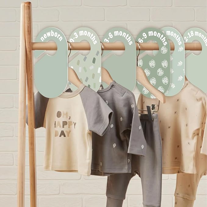 Baby Closet Dividers 8 Pack – Baby Clothes Organizer, Green Leaf Baby Closet Organizer for Neutral Nursery, Baby Clothes Dividers for Closet (Green)