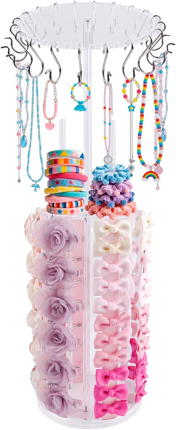 Bow Holder Bow Organizer for Girls,Baby Hair Clips Storage Stand, Rotatable Hair Accessory Organizer Rack for Baby Newborn Infant Toddler Kids (snzp-18-1)