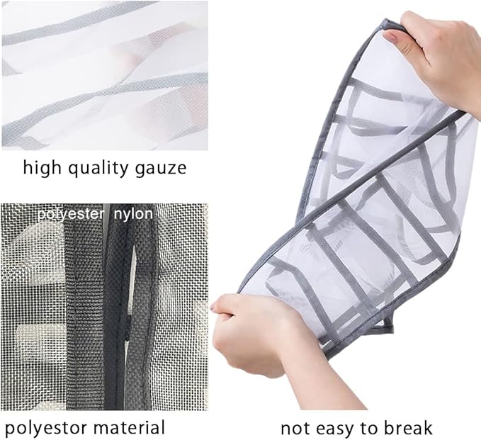 HSLFUAI Pack of 3 Mesh Drawer Organizer Underwear Drawer Organizer Socks Compartment Storage Mesh Clothing Sorting Drawer Divider Organizer(7Grids+7Grids+11Grids Gray)