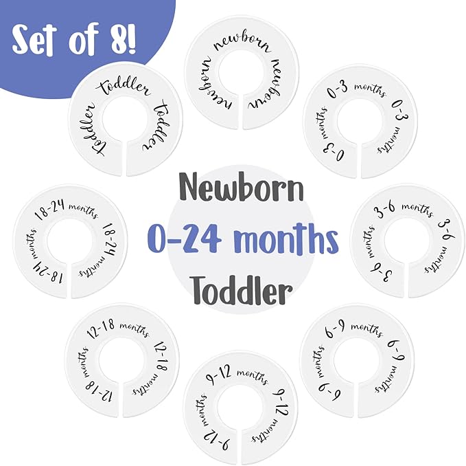 Eli with Love Baby Closet Dividers – Floral Design, Set of 8, Fits 1.5 Inch Rod, Nursery Clothing Organizer