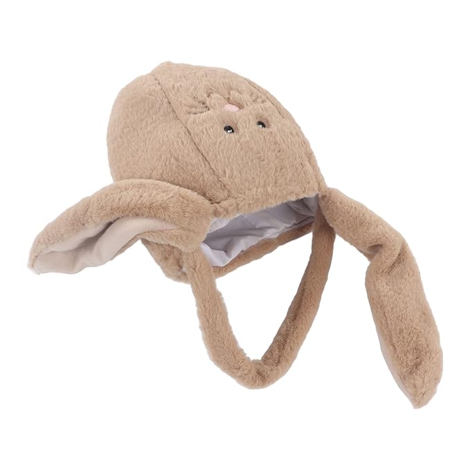 Plush Easter Bunny Basket, Children Easter Basket with Long Ears, Cute Cartoon Rabbit Plush Bag for Easter Egg Hunt, Soft and Durable Easter Bunny Gift for Kids (Coffee)
