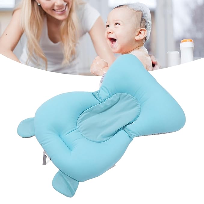 Baby Bath Pad, Breathable Soft Sink Baby Bath with Connectable Bath Mat, Baby Bath Seat, Baby Bathtub Mat, Adjustable Nonslip Newborn Toddler Bath Cushion for 0 to 12 Months