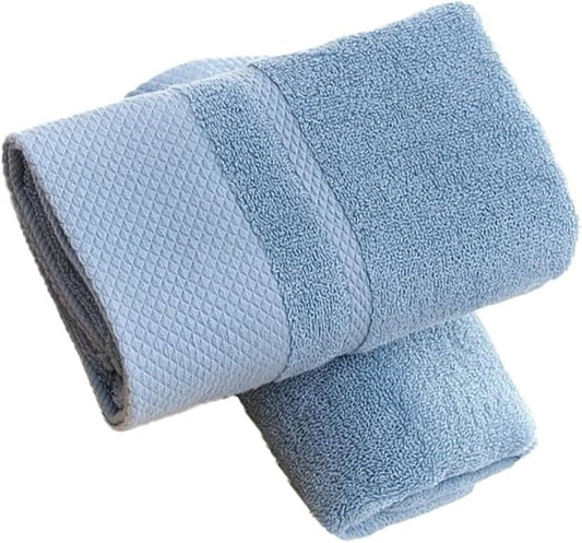 3 Pack Cotton Towels, Thick Soft Bath Towel Set Highly Absorbent Face Towel(Blue)