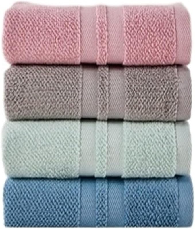 3-Pack 100gsm Cotton Towels, Soft Bath & Face Towels, Absorbent Wave Pattern, 33x73cm(Blue)