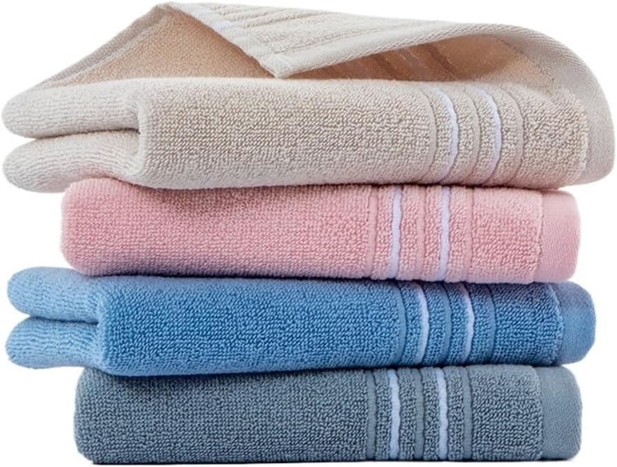 Solid Color Cotton Towel Set 3 Pack, Soft Absorbent Oversized Face Towels, 33x72cm for Home(Pink)