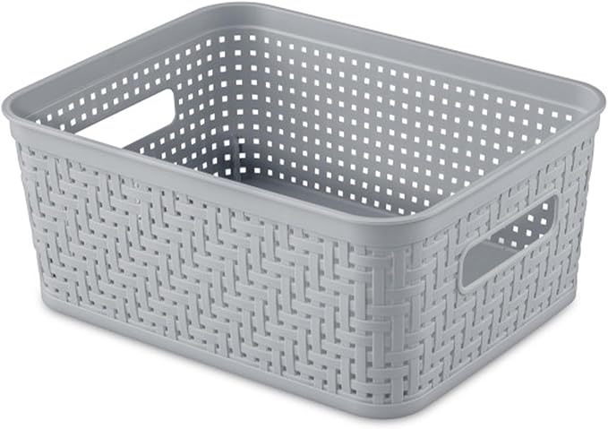 Sterilite 32 Pack Plastic Storage Bin Organization Containers, Small Baskets, Cement