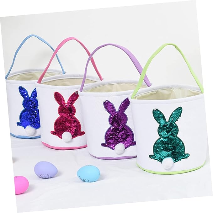 1pc Easter Bunny Basket Cute Canvas Candy Bag for Egg Hunts and Daily Storage Holiday for Fun and Practical Decoration