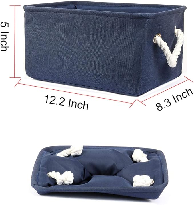 uxcell Collapsible Fabric Storage Basket, Dark Blue, 50L, Linen & EVA, Dual Handles, Multi-Purpose Organizer for Bedroom, Office, Closet