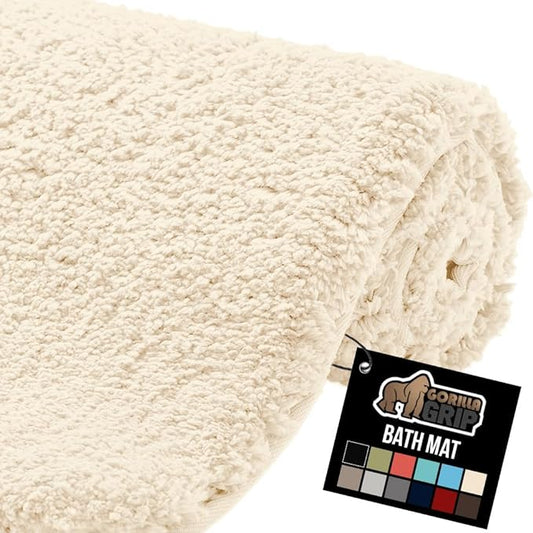 GORILLA GRIP Bathroom Rugs, 42x24, Ultra Soft Absorbent Mat, Thick Plush Bath Rug, Machine Washable, Microfiber Quick Dry, Mats for Shower, Bathtub and Floor, Home Decor Accessories, Ivory