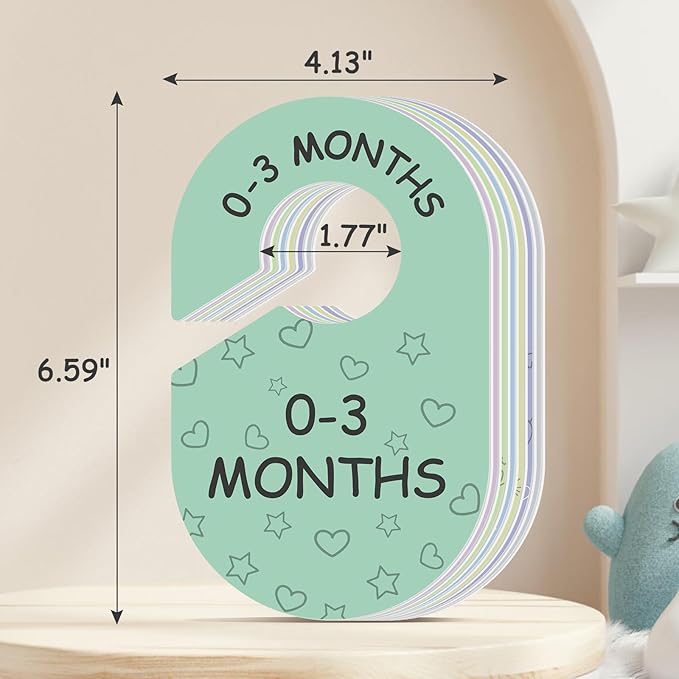 Baby Closet Dividers for Clothes Organizer, 8 PCS Double-Sided Cute Hanger Dividers for Newborn to Toddler, Baby Clothes Size Dividers for Boys & Girls