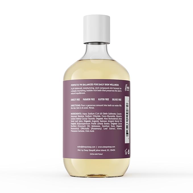 Deep Steep Fig Apricot Bubble Bath for Women, Hypoallergenic, Clinically Tested, Clean Formula for Sensitive Skin, Sulfate-Free, 17 fl oz Bottle, Essential Bath Accessories