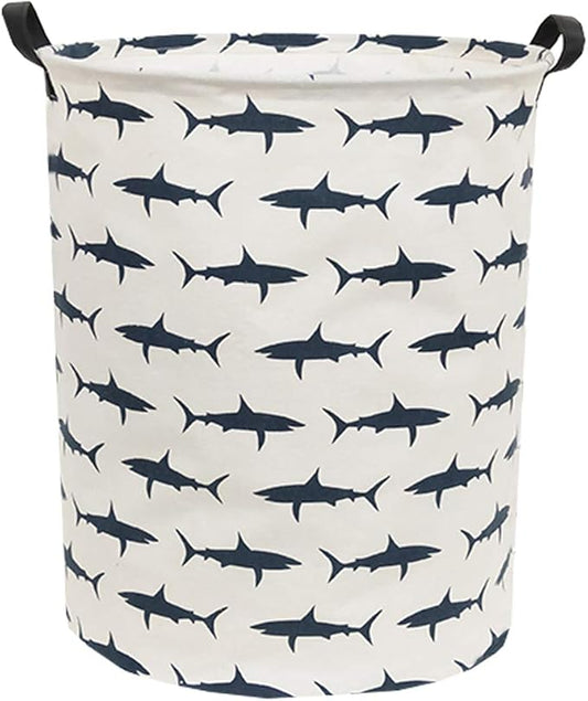 Kids Laundry Hamper,Canvas Shark Hamper Collapsible Boys Storage Baskets for Boys Room Decor,Nursery Hamper,Toy Organizer,(Shark)