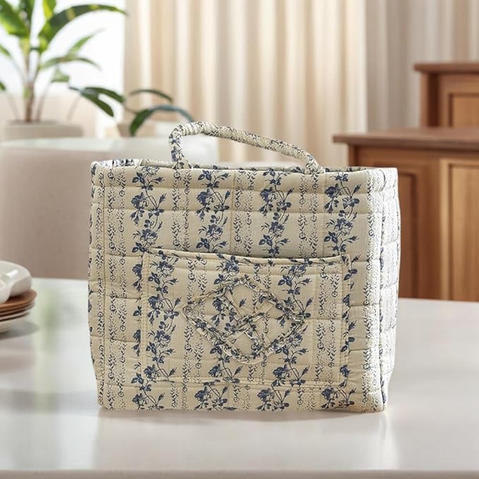 JQWYGB Foldable Laundry Basket Boho Bear Storage Basket Floral Quilted Fabric Car Storage Basket Handles Large Laundry Baskets for Clothes and Dolls