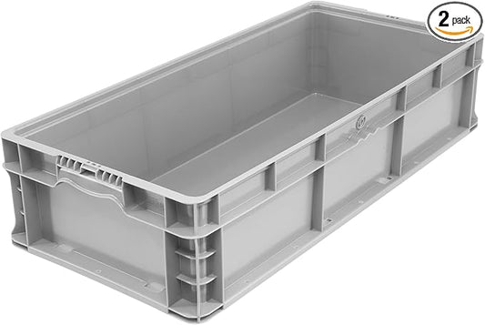 Hudson Exchange 32 x 15 x 7.5" (2 Pack) Straight Wall Handled Storage Container Tote, Gray