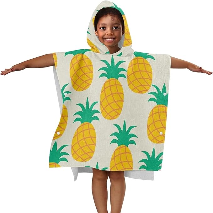 Hooded Bath Towel Poncho for Babies Toddler Infant Ultra Absorbent Pineapple Kids Hooded Beach Bath Towel Bathroom Beach Swim Supplies