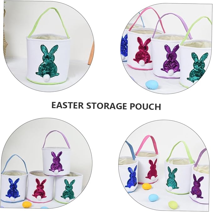1pc Easter Bunny Basket Cute Canvas Candy Bag for Egg Hunts and Daily Storage Holiday for Fun and Practical Decoration