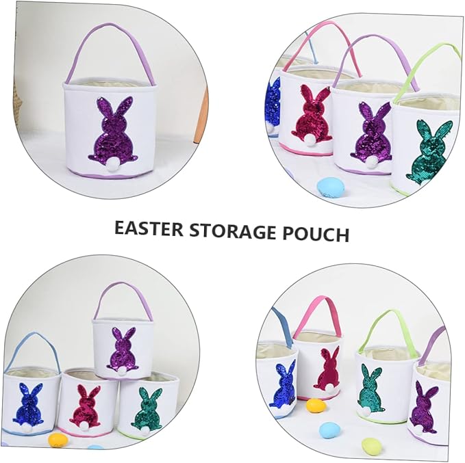 1pc Easter Bunny Storage Basket Soft Carrying Bag for Adorable Candy and Egg Organizer for Easter Decorations and Parties