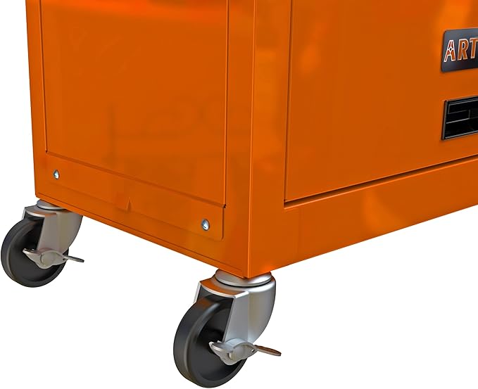 Rolling Tool Chest with Wheels Metal Tool Box on Wheels with 8 Drawers, Lockable Heavy Duty Toolbox Drawer Organizer Rolling Too Cart for Repair Shop, Garage, Orange