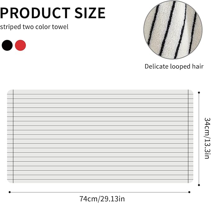 6 Piece Black and White Striped Hand Towels,100% Cotton Bathroom Towels Ultra Soft and Highly Absorbent Hand Towels for Bathroom Kitchen, Showering, Spa, Gym,Hotel (13” x 29”)