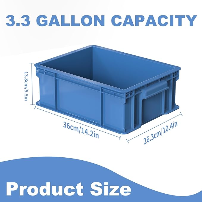 Heavy Duty Plastic Storage Bin, Stackable Organizer for Tools, Parts, and Hardware, Durable Storage Box for Factory, Workshop, And Garage, Blue, 1-Pack