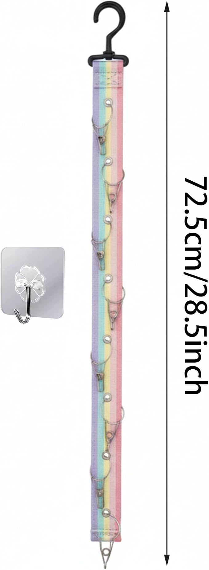 Plush Doll Hanging Storage Rope Display Rack with 8 Clips – Wall Hanging Organizer for Keychain Plushies, Mini Toys– Holds up to 3kg (Multicolor)