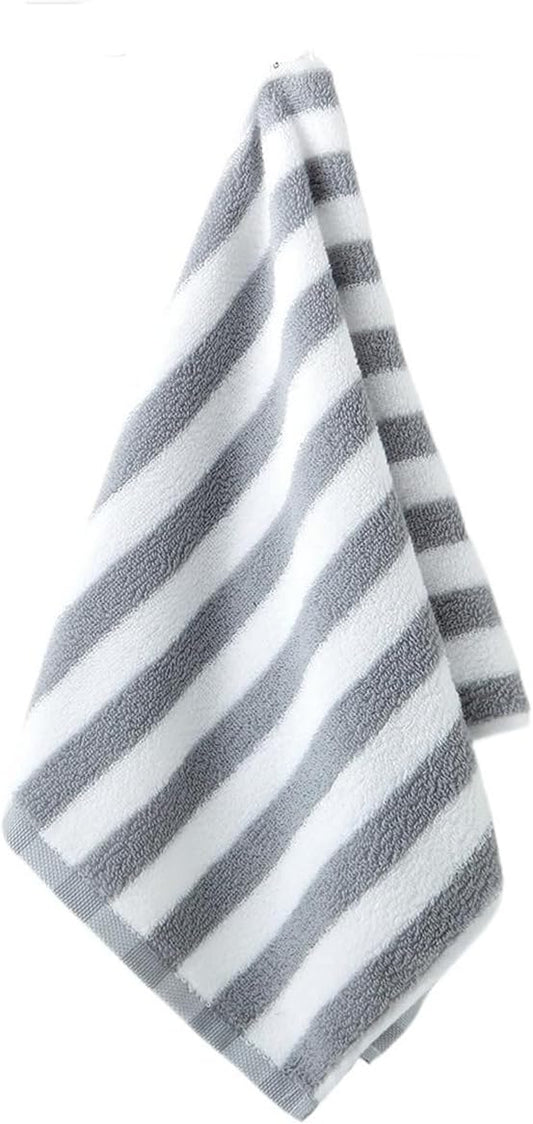 3 Pack Cotton Bath Towels, 70x33 cm, Soft and Absorbent, Jacquard Stripe Design for Home(Grey)