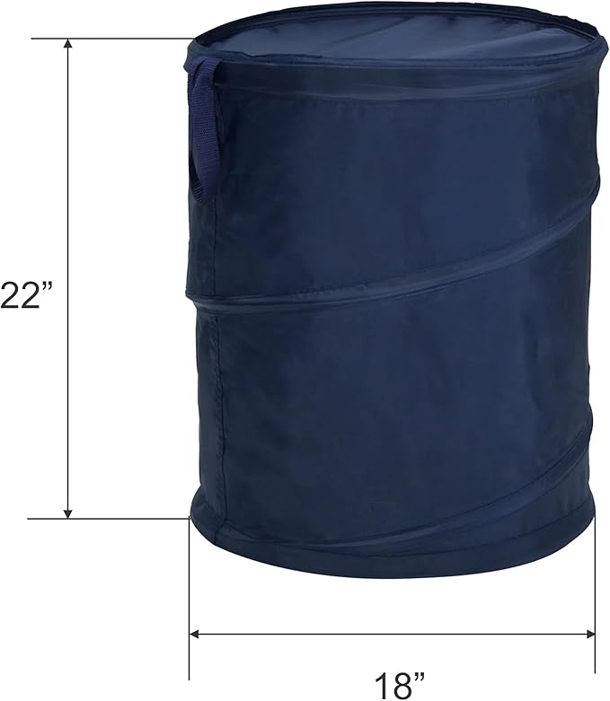 Portable Pop-Up Laundry Hamper with Zipper Lid, Navy Blue, 2-Load Capacity