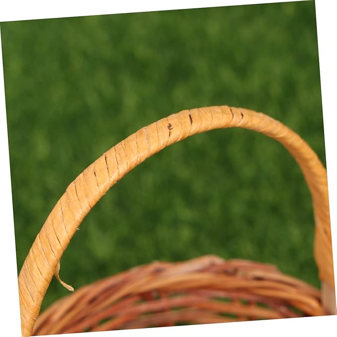 Zerodeko 1Pc Mini Handmade Woven Basket Creative Desktop Decoration for Home School Easter DIY Activity Prop Light Brown for Crafts Nursery Decor