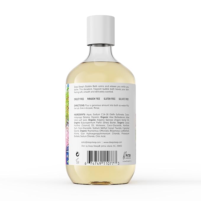 Deep Steep Strawberry Plum Bubble Bath for Women, Hypoallergenic, Clinically Tested, Clean Formula for Sensitive Skin, Sulfate-Free, 17 fl oz Bottle, Essential Bath Accessories