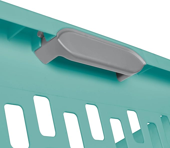 1.5 Bushel Square Plastic Laundry Basket, BPA-Free, Teal Splash - 2 Comfort Grip Handles, Sturdy & Stackable, for Bedroom, Bathroom & Laundry Room