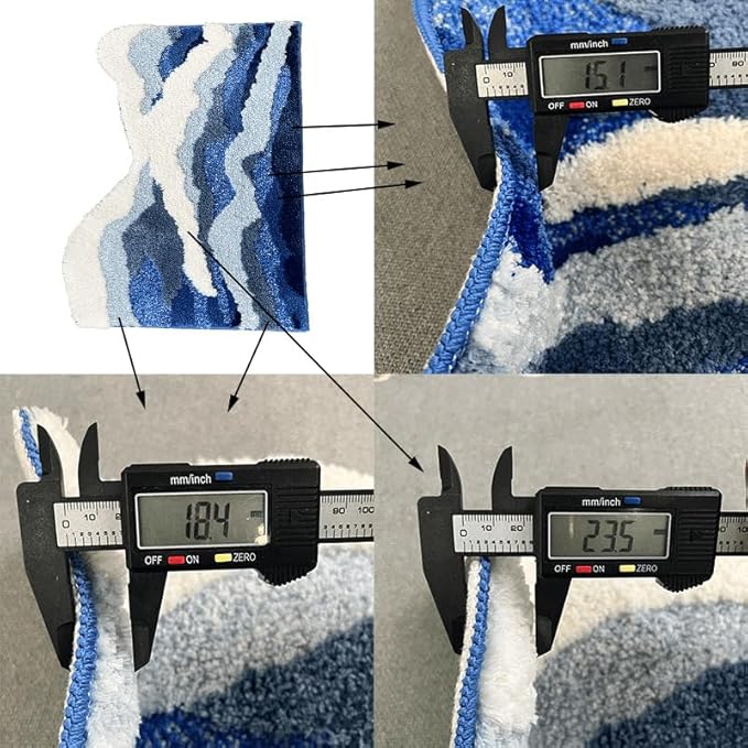 Blue 3D Ocean Wave Bath Mat, Cute Funky Bathroom Rugs,for Coastal Beach Nautical Themed Decor, Non-Slip Washable Tufted Rug for Bedroom Kitchen Runner Rug (27.6 x 63 in)