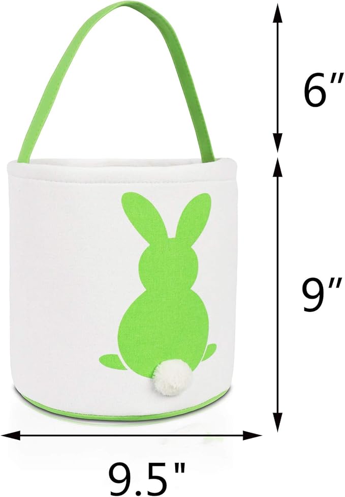 MONOBLANKS Easter Bunny Basket Bags, Rabbit Bucket Tote for Easter Egg Hunts Decorations Candy Gifts Storage (Green)