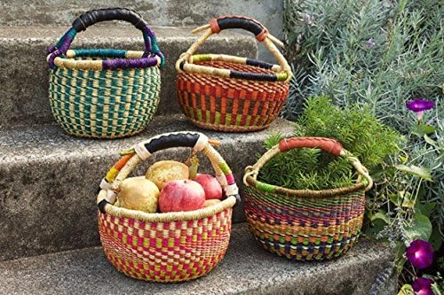 Children's Mini Bolga 7"- 9" Across African Bolga Ghana Basket Fair Trade toys Easter Eggs basket (COLORS VARY) 1 EA